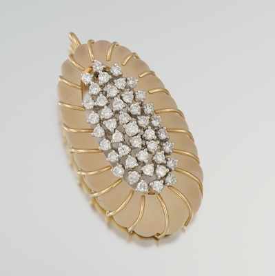 Appraisal: An Impressive Frosted Crystal and Diamond Pendant k yellow gold