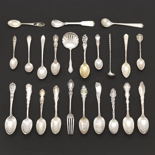 Appraisal: GROUP OF STERLING SILVER SPOONS Totaling spoons two forks Various