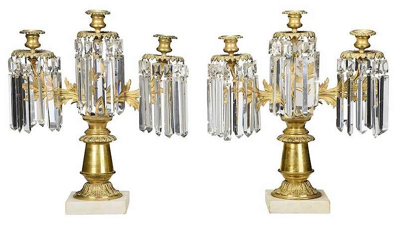 Appraisal: Pair of Classical Style Gilt Bronze Candelabras American or British