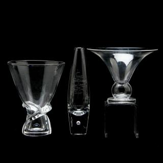 Appraisal: Steuben Three Crystal Vases mid th century including a bud