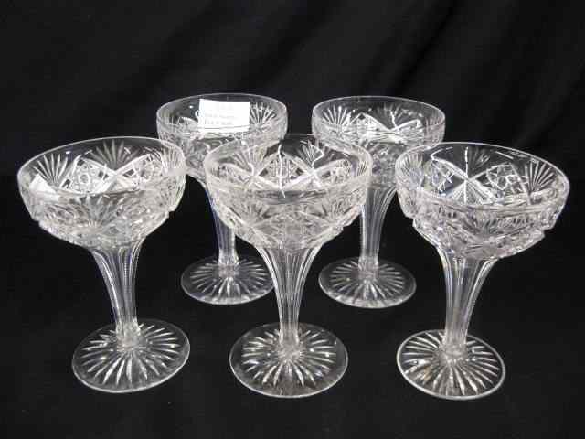 Appraisal: Cut Glass Champagne Glasses brilliant period hollow stems great cut