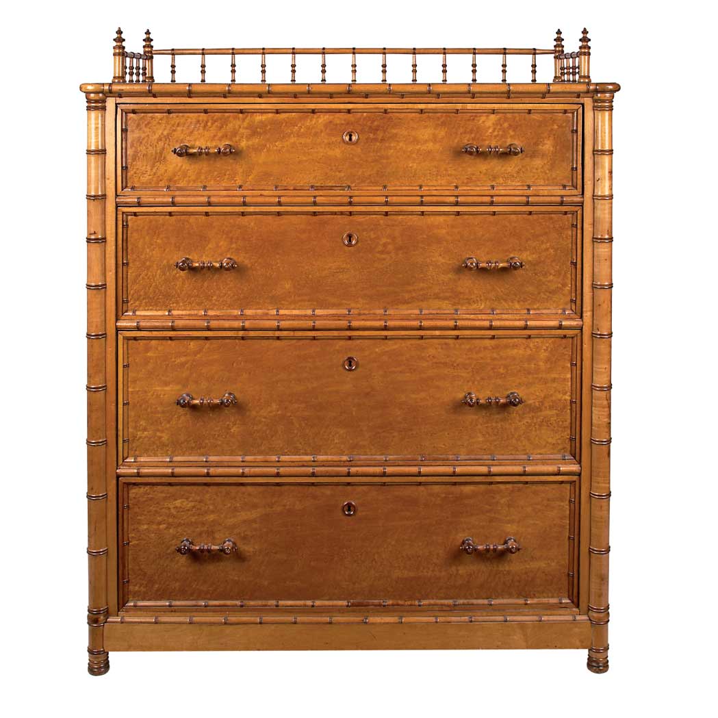 Appraisal: American Aesthetic Movement Faux Bamboo Maple Chest of Drawers Attributed