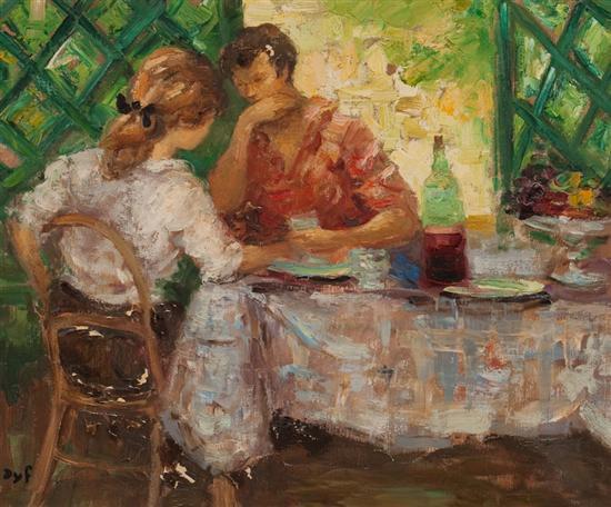 Appraisal: Marcel Dyf French - Couple at a Cafe oil on