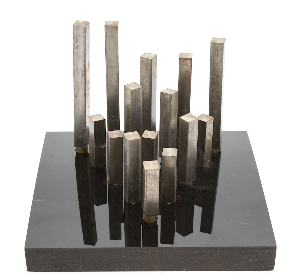 Appraisal: Modern Rectangles Steel Sculpture Modern geometric rectangles steel sculpture on