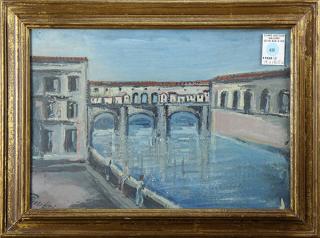 Appraisal: Painting Italian Bridge Italian Bridge oil on panel signed indistinctly