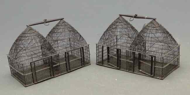 Appraisal: Lot two ''double'' wire birdcages