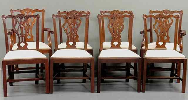 Appraisal: Set of eight Chippendale style mahogany dining chairs by Baker