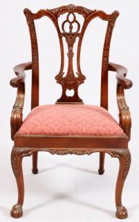 Appraisal: SCOTT SHUPTRINE CHIPPENDALE STYLE MAHOGANY ARMCHAIR SCOTT SHUPTRINE CHIPPENDALE STYLE