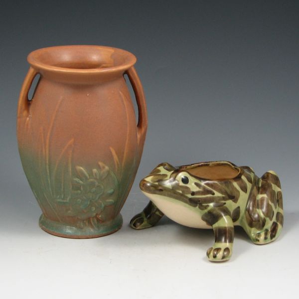 Appraisal: Brush frog planter and McCoy stoneware vase Both in excellent