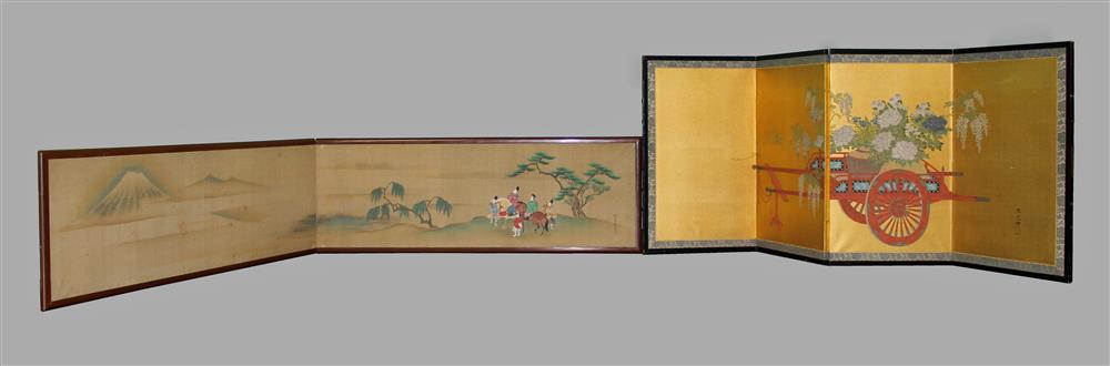 Appraisal: SUMIYOSHI NAI HIROKATA JAPANESE TWO PANEL TH C SCREEN along