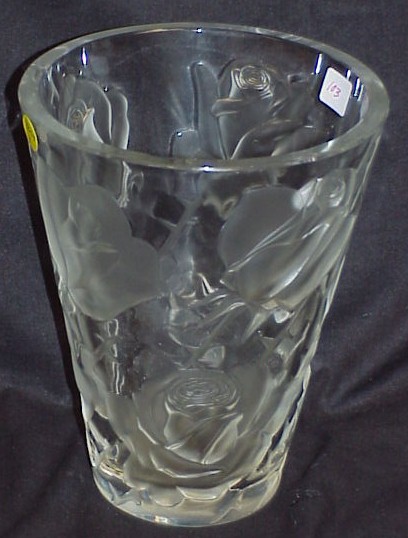 Appraisal: Lalique Ispahan pattern vase h rose motif signed on base