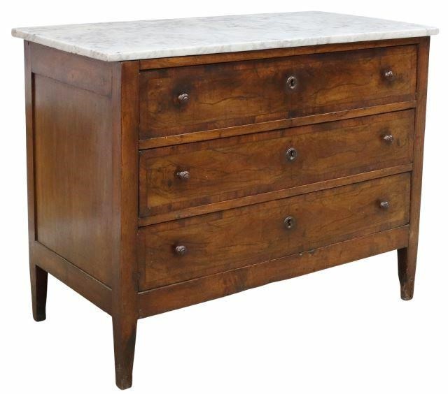 Appraisal: Italian marble-top walnut commode th c having rectangular marble top