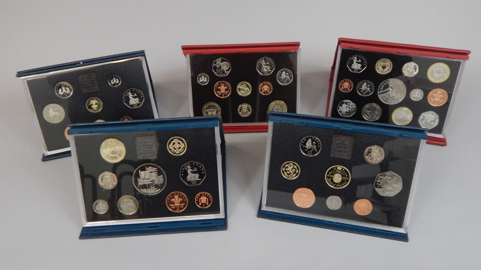 Appraisal: Five Royal Mint proof coin sets and