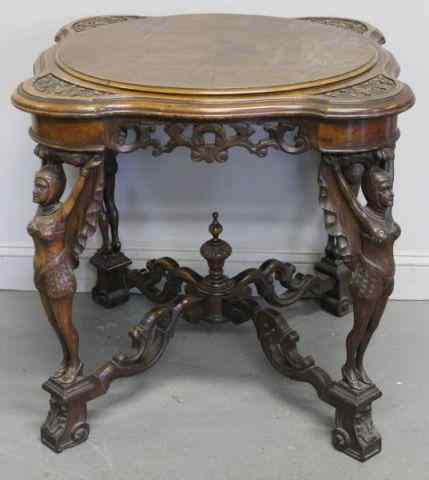 Appraisal: Continental Carved Center Table With Figural Legs From an East