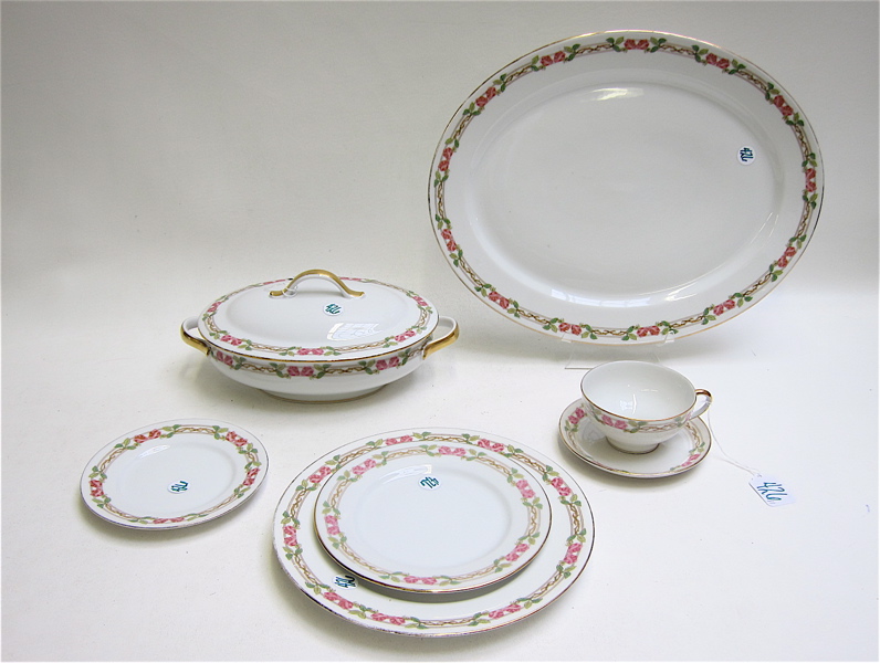 Appraisal: LIMOGES FRANCE CHINA SET eighty-one pieces by William Guerin Co