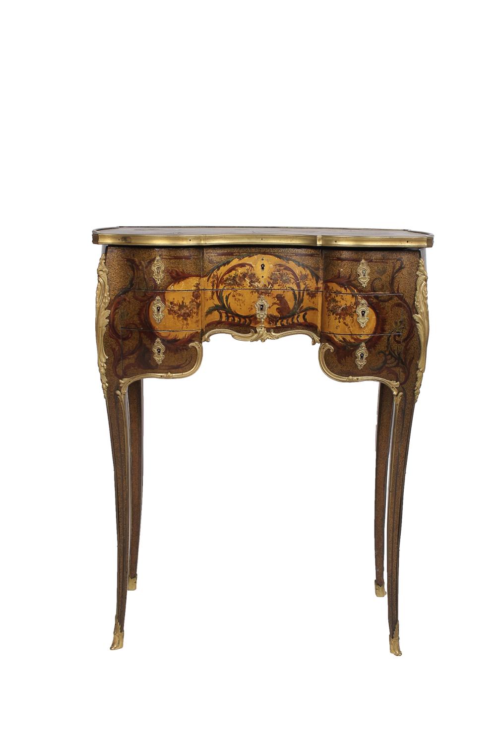 Appraisal: LOUIS XV VERNIS MARTIN PAINTED POUDREUSECondition with adhesive to top