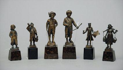 Appraisal: Six Miniature Bronze Figures