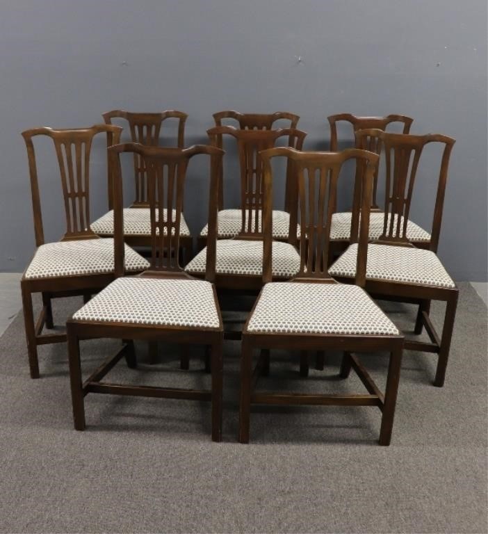 Appraisal: Set of eight Kittinger Chippendale style mahogany chairs h x