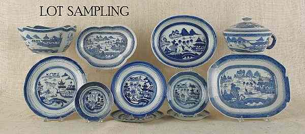 Appraisal: Large collection of Chinese export Canton porcelain pcs