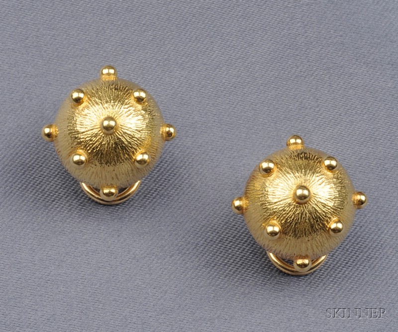 Appraisal: kt Gold Earclips Tiffany Co Schlumberger each textured dome studded