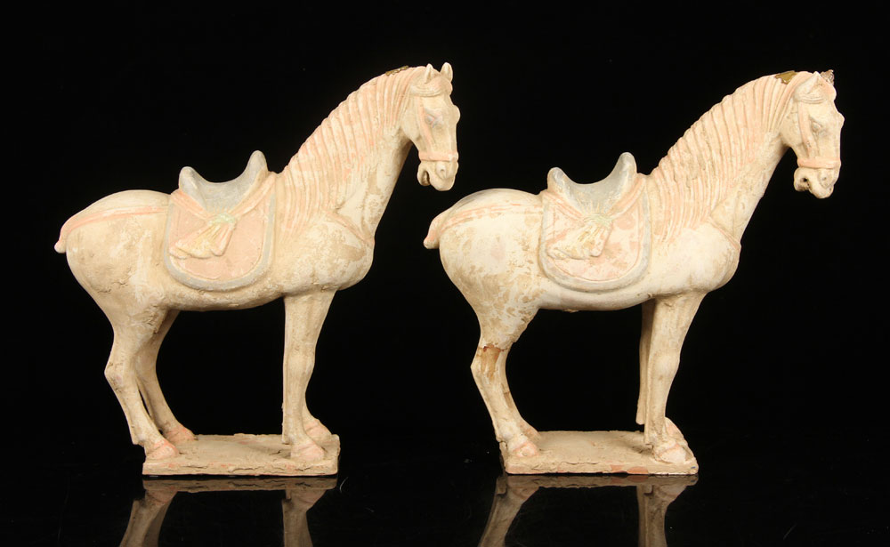 Appraisal: - Pr Chinese Tang Dynasty Horses Pair of Chinese Tang