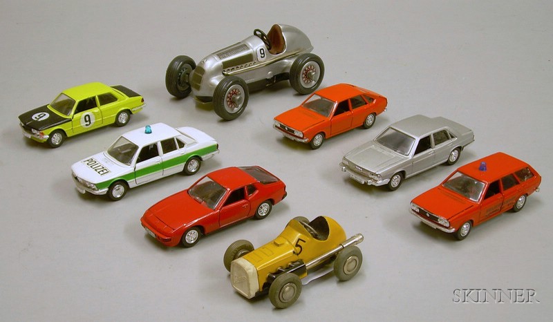 Appraisal: Eight Schuco Vehicles mid- th century six cast metal autos