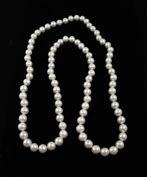 Appraisal: OPERA LENGTH WHITE PEARL NECKLACE measuring - inches in length