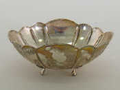 Appraisal: A white metal stamped kara lobed oval bowl on four