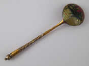 Appraisal: A Russian silver gilt teaspoon the bowl laquer decorated with