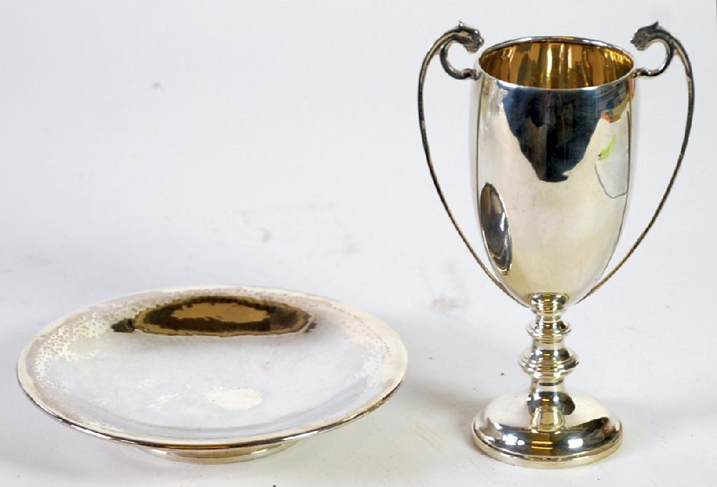 Appraisal: GEORGE V SILVER SMALL TWO HANDLE TROPHY CUP by Charles