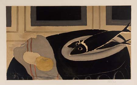 Appraisal: GEORGES BRAQUE after Nature mort avec poissons et pommes Color