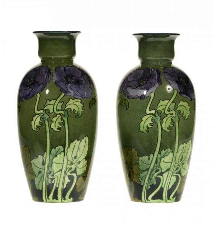 Appraisal: A PAIR OF DOULTON LAMBETH FAIENCE VASES BY KATHERINE B