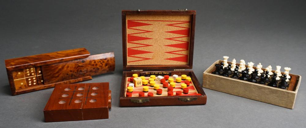 Appraisal: GROUP OF MINIATURE WOOD GAME BOARDS AND PIECESGroup of Miniature