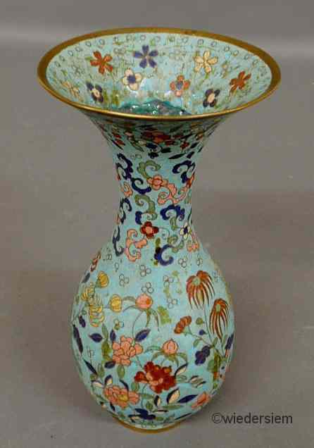 Appraisal: Cloisonn vase th c with floral decoration on a light