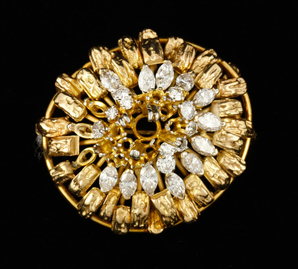 Appraisal: - K and Diamond Brooch Pendant Ladies K gold with