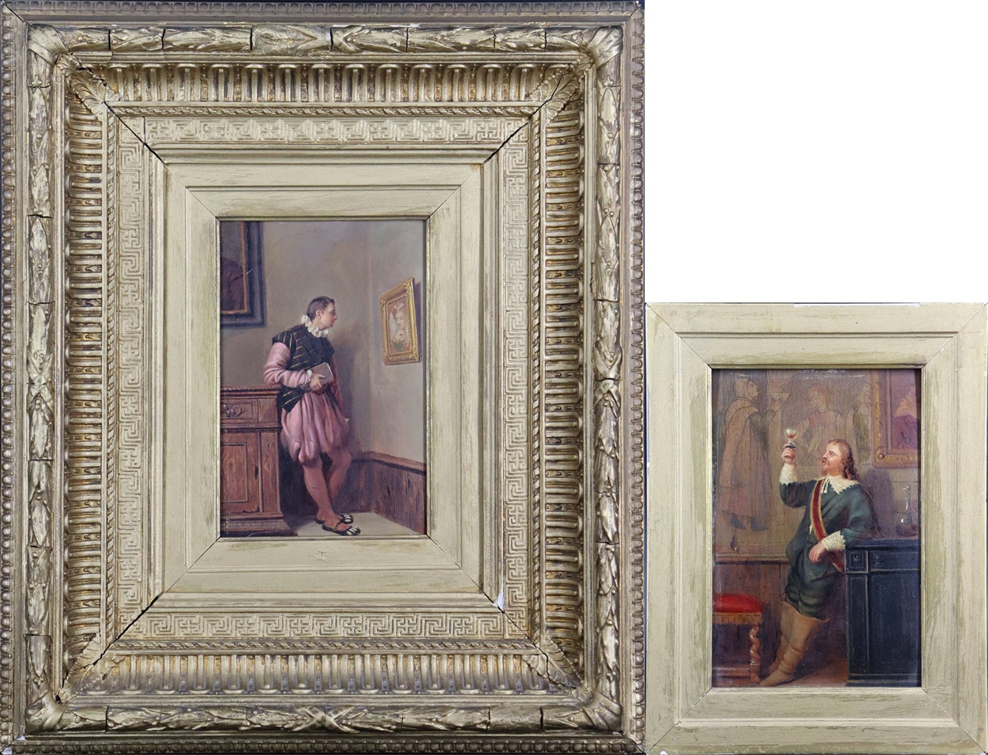 Appraisal: EDWIN HUGHES BRITISH - Pair of Cavaliers works oil on