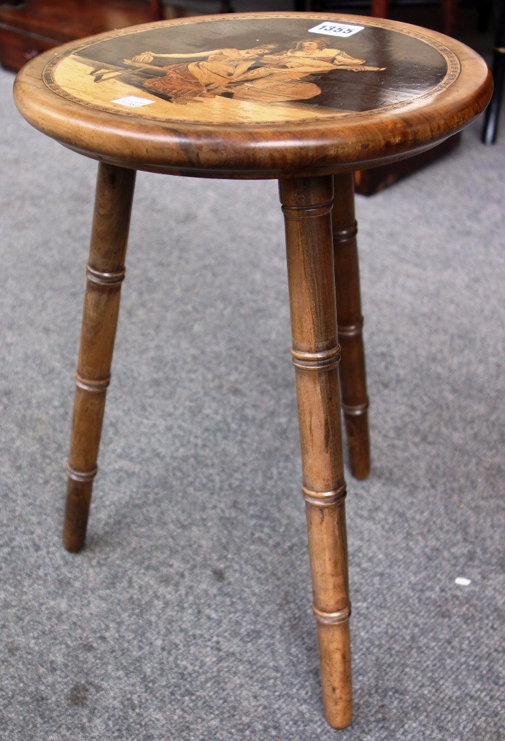 Appraisal: A pair of Italian circular Sorrento stools with figural inlay