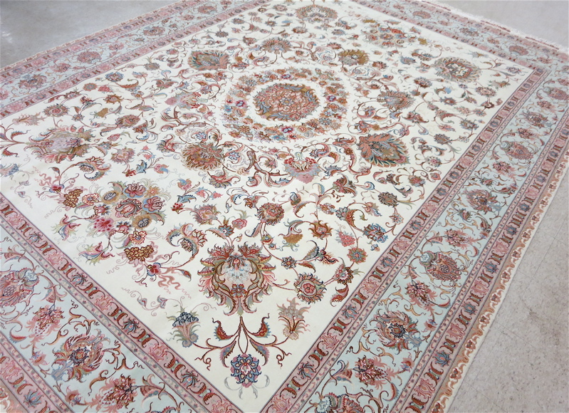 Appraisal: HIGH QUALITY CONTEMPORARY PERSIAN WOOL AND SILK CARPET floral and