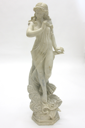 Appraisal: FIGURAL WHITE MARBLE SCULPTURE M Passini Italian late th early