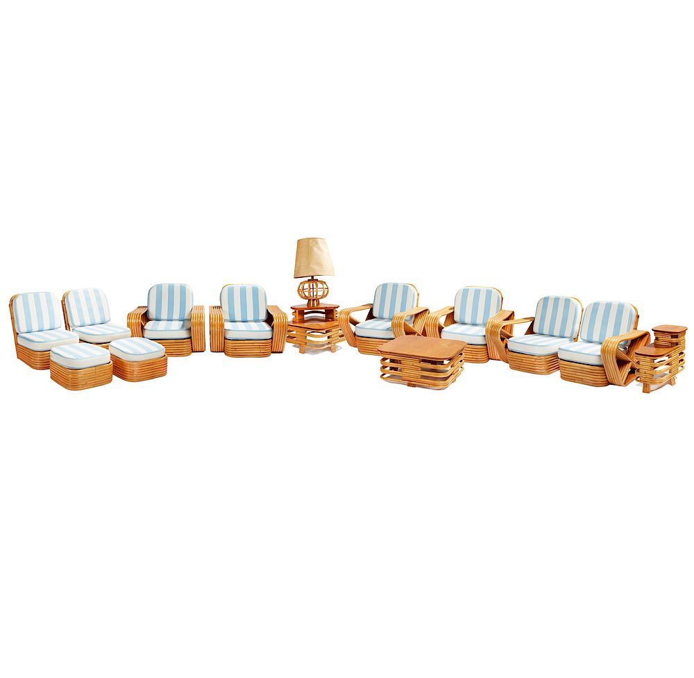 Appraisal: Piece Paul Frankl Design Rattan Living Room Set piece Paul