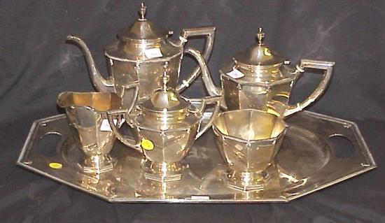 Appraisal: Alvin sterling silver tea service including tray l a coffee