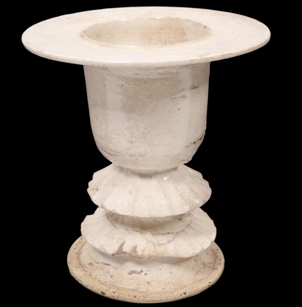 Appraisal: EARLY CHINESE CREAMWARE CHRISTIES PROVENANCEEarly Chinese creamware single candle holder