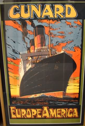 Appraisal: Travel poster with art by Odin Rosenvinge showing the liner