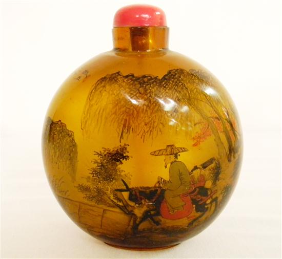 Appraisal: Circa Chinese inside painted glass master snuff bottle decorated one