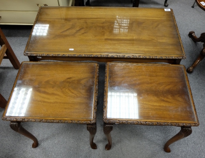 Appraisal: Nest of Dark Wood occasional tables and small tables under