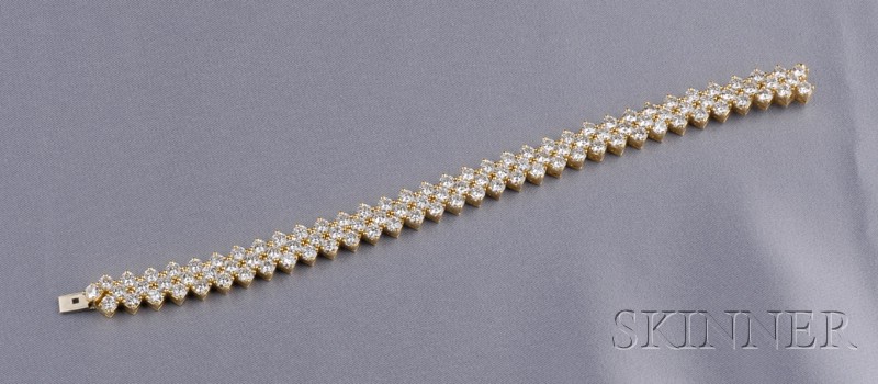 Appraisal: kt Gold and Diamond Bracelet set with round brilliant-cut diamonds