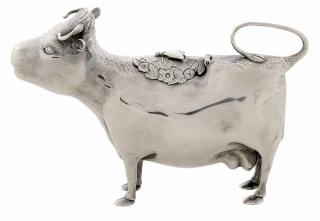 Appraisal: English Silver Cow Pitcher London cow form pitcher lid on