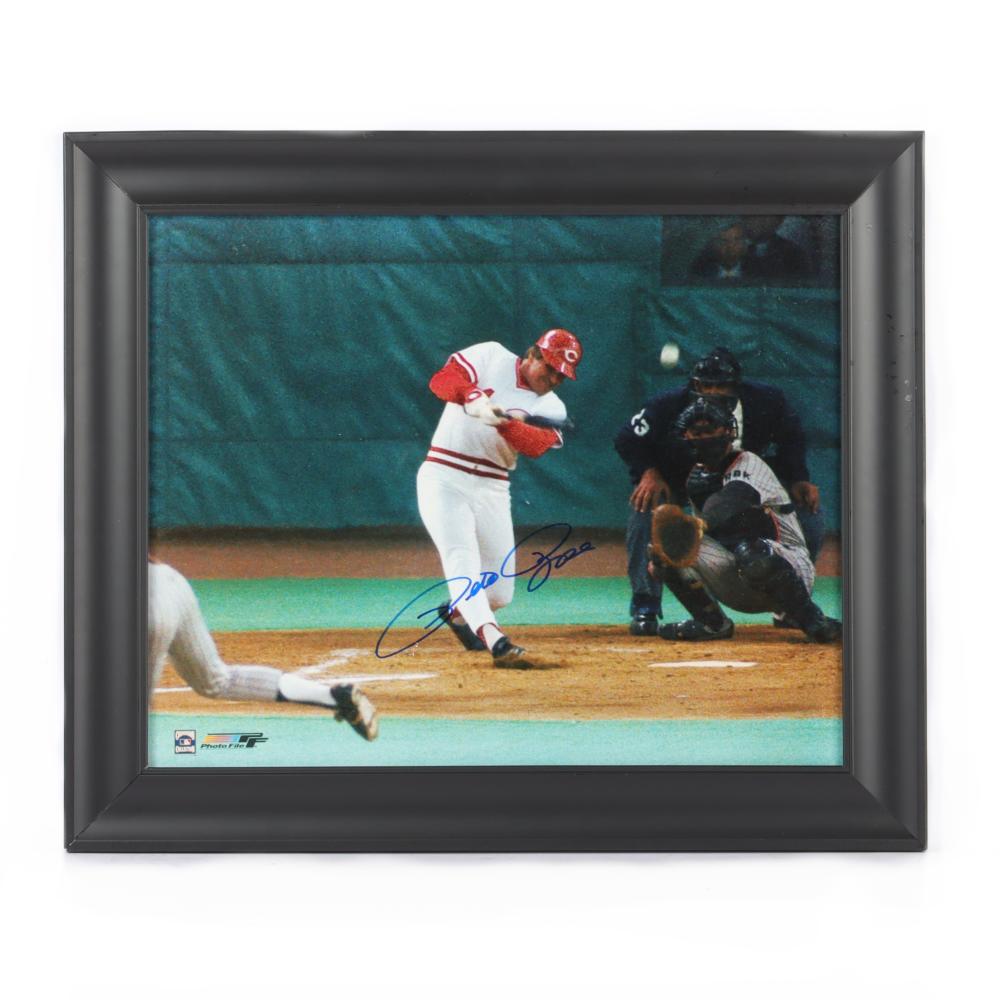 Appraisal: PETE ROSE AUTOGRAPHED FRAMED HITS PHOTOPete Rose Autographed Framed Hits