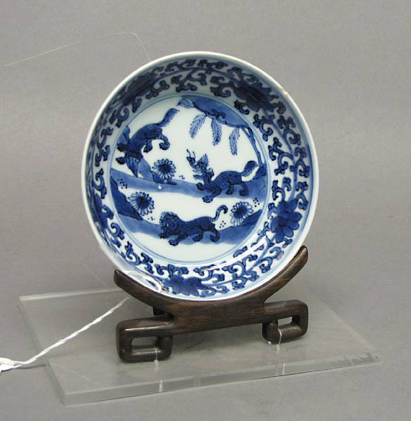 Appraisal: A small blue and white porcelain dish Wanli Mark Kangxi