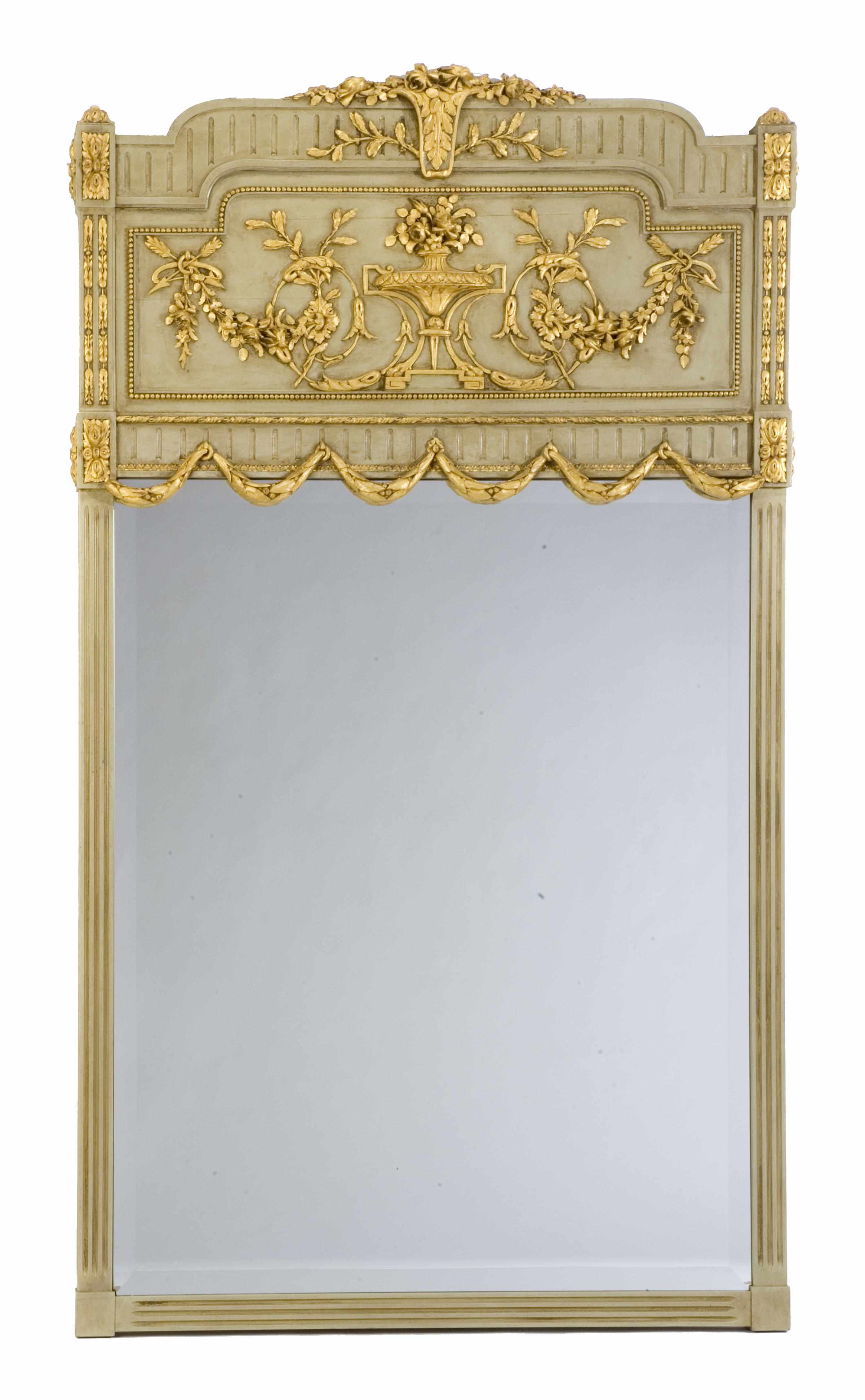 Appraisal: A Louis XVI style parcel gilt and paint decorated mirror